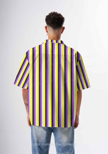 Nonbinary Flag Pride Y2K Print Hawaiian Shirt Cherrykitten
