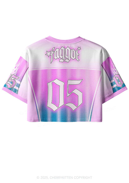 Custom Blue Gradient Faggot Pride Y2K Crop Sport Jersey Shirts Cherrykitten