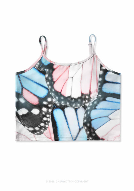 Trans Butterfly Wing Pride Y2K Print Cami Crop Top Cherrykitten