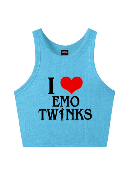 I Love Emo Twinks Pride Y2K Crop Tank Top Cherrykitten