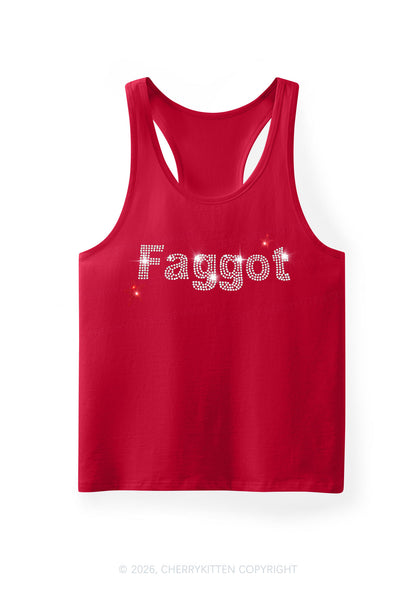 Rhinestone Faggot Pride Y2K Men Racerback Tank Top Cherrykitten