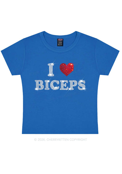 Rhinestone I Love Biceps Y2K Baby Tee Cherrykitten
