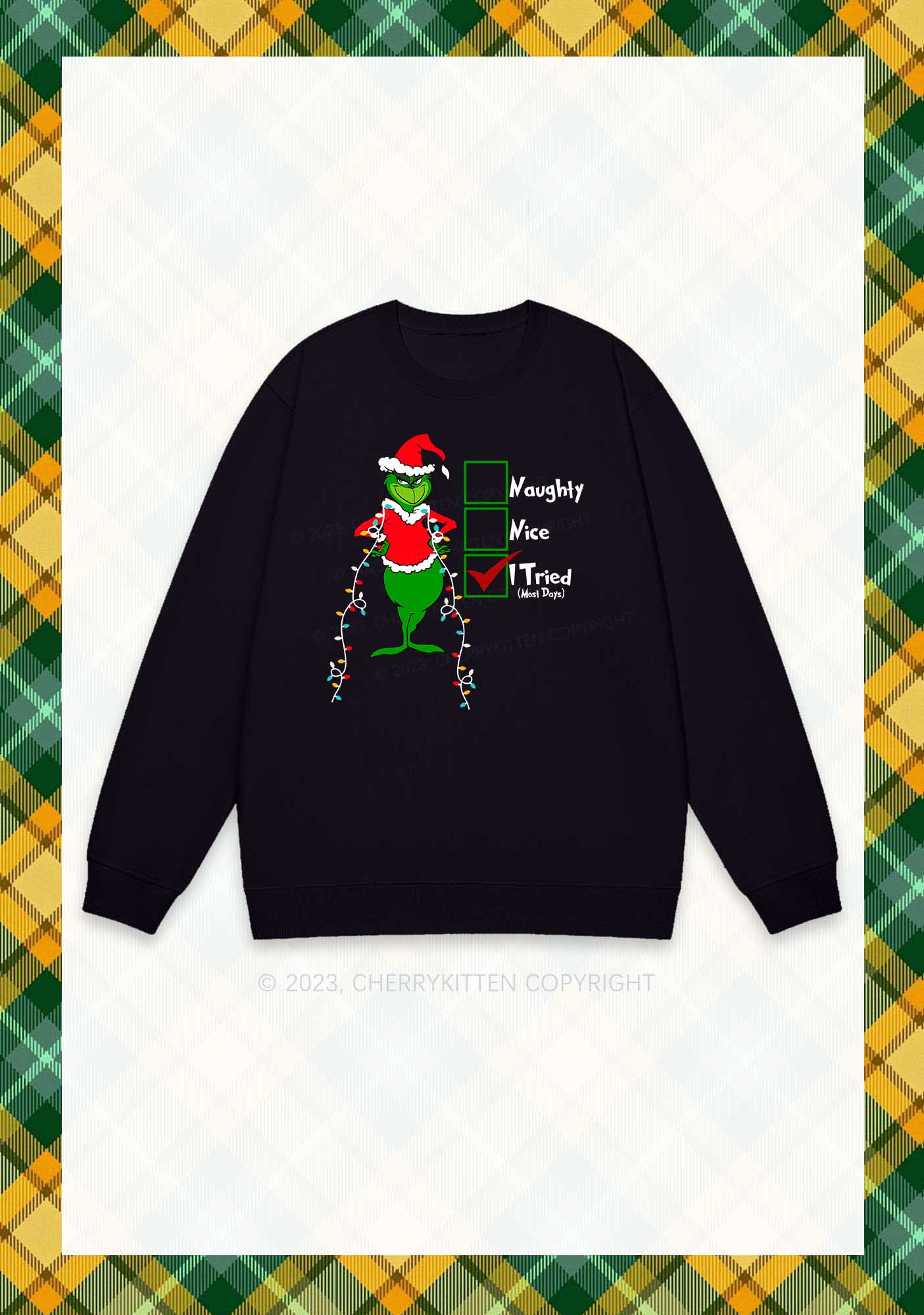 I Tried Most Days Christmas Y2K Sweatshirt Cherrykitten