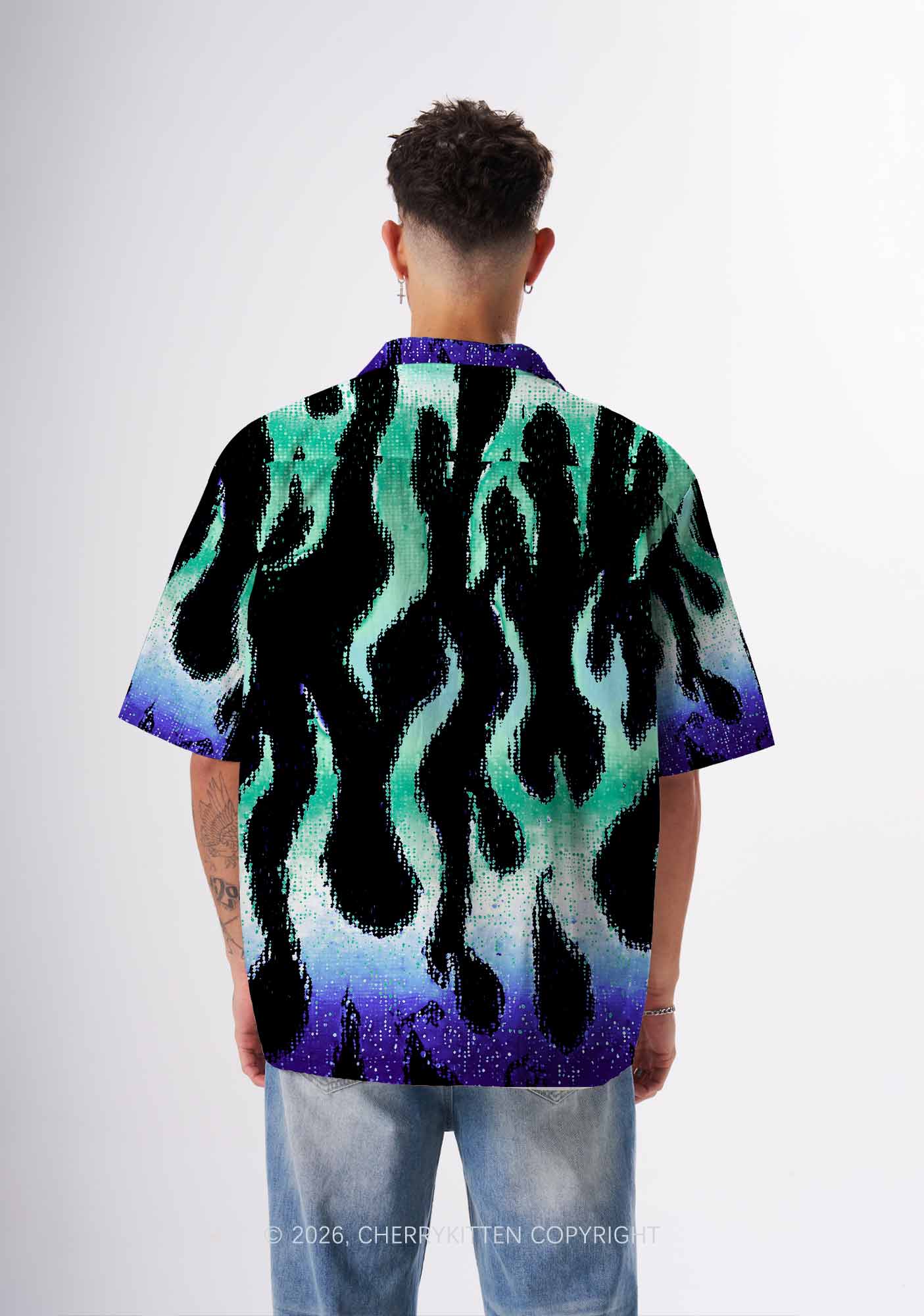 Gay Flame Pride Y2K Print Hawaiian Shirt Cherrykitten