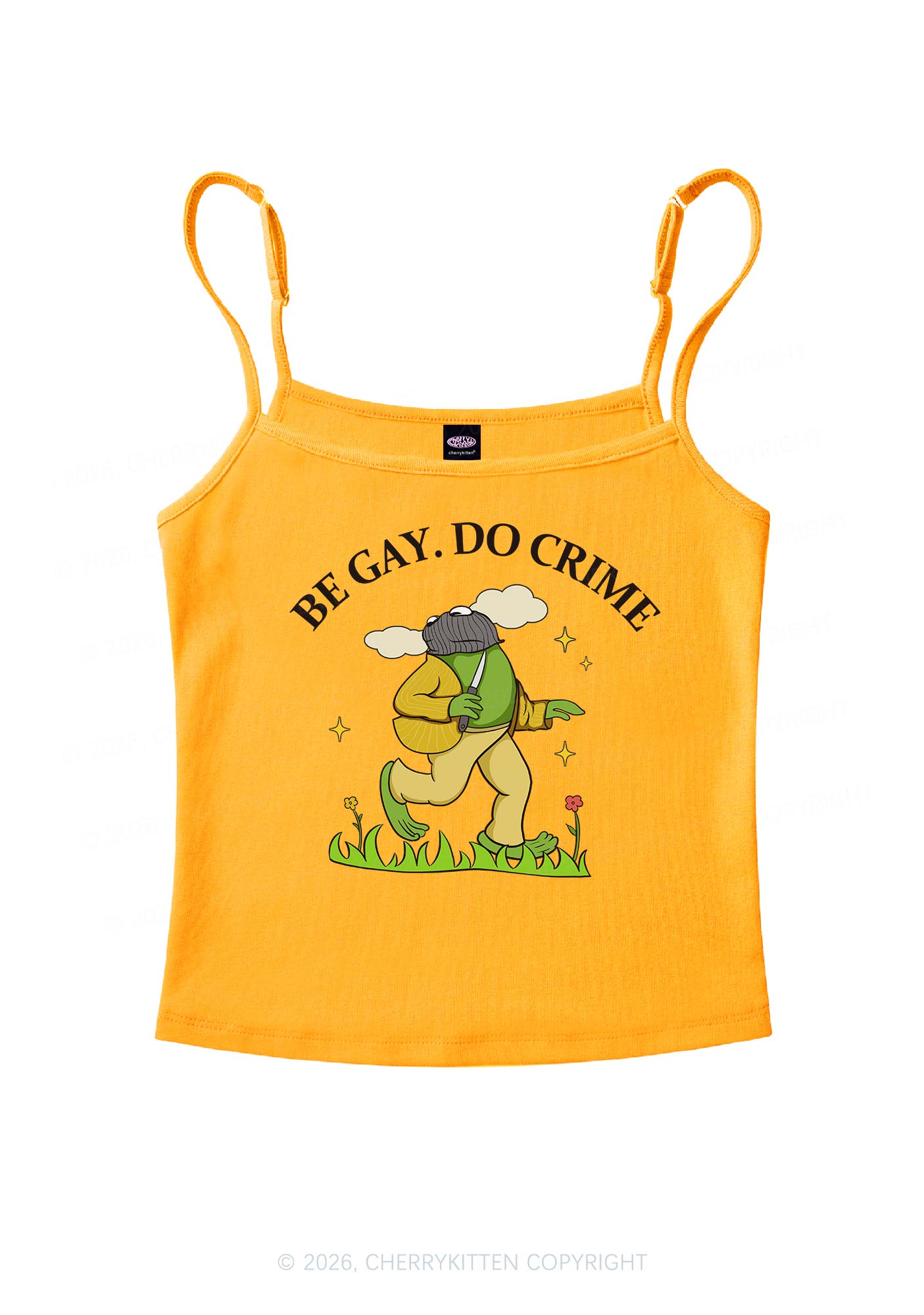 Be Gay Do Crime Frog Pride Y2K Spaghetti Strap Cami Cherrykitten