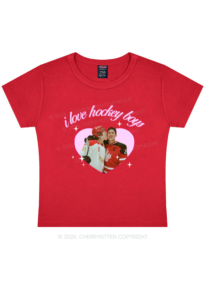 I Love Hockey Boys HR Y2K Baby Tee Cherrykitten