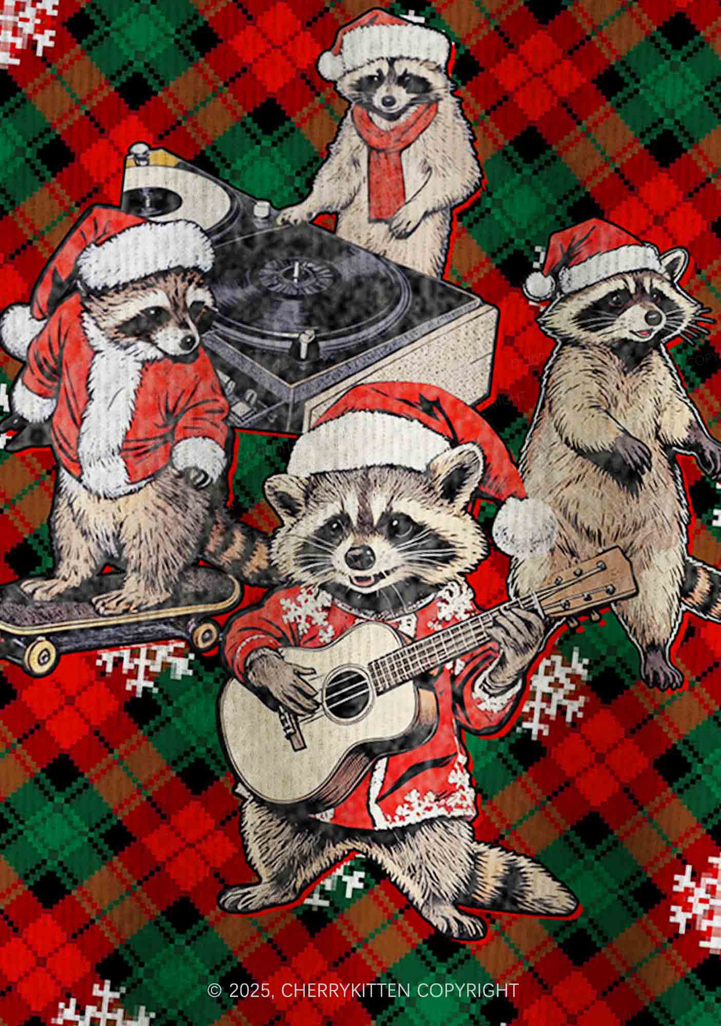 Raccoon Concert Y2K Christmas Cardigan Knit Sweatshirt Cherrykitten