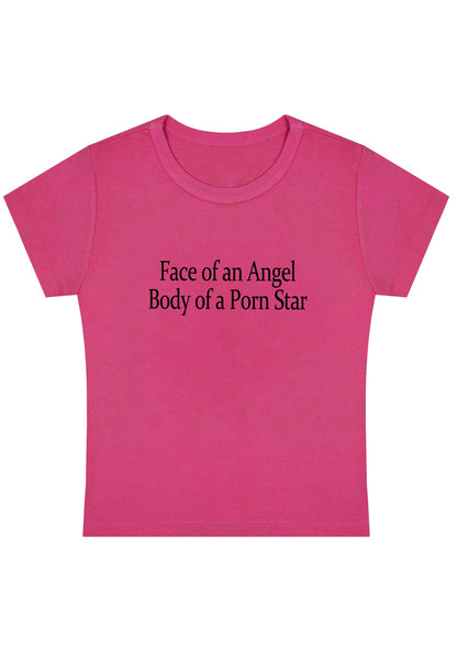 Face Of An Angel Body Of A Pxrn Star Y2K Baby Tee