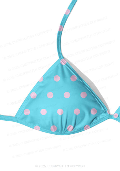 Blue And Pink Dots Y2K Print Bikini Set Cherrykitten