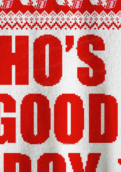 Whos A Good Boy Y2K Christmas Knit Sweatshirt Cherrykitten