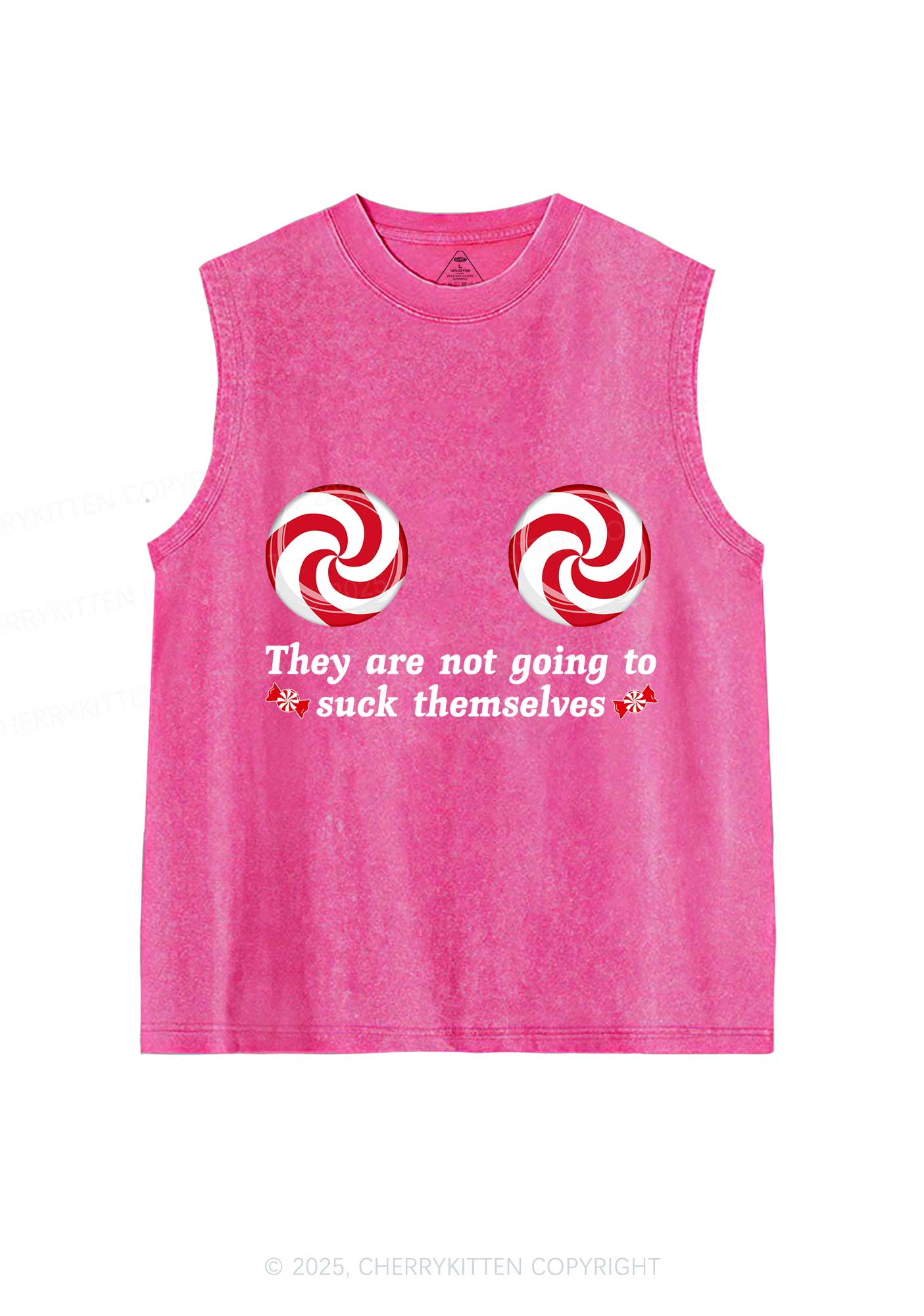 Christmas Suxk Themselves Y2K Washed Muscle Tank Cherrykitten