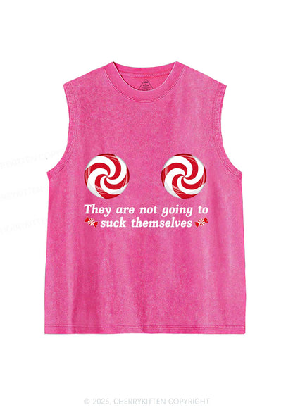 Christmas Suxk Themselves Y2K Washed Muscle Tank Cherrykitten