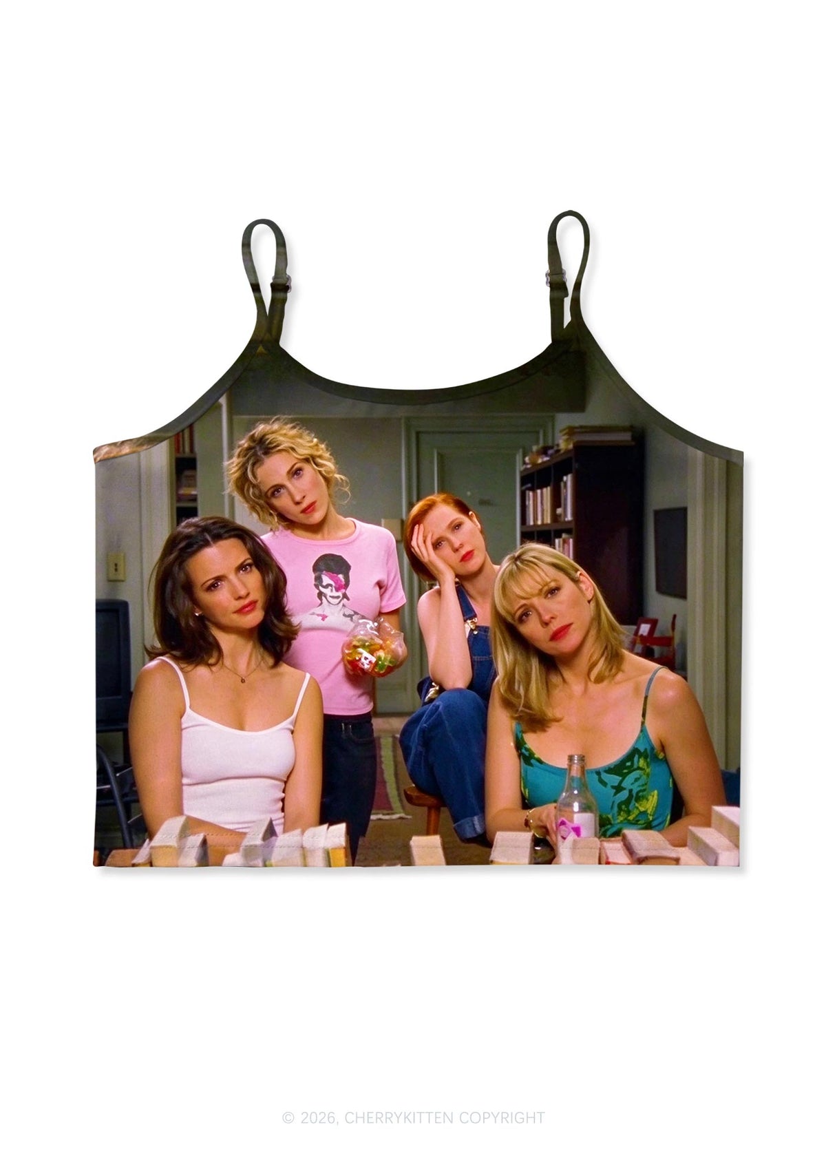 Girl Puzzled Y2K Print Cami Crop Top Cherrykitten