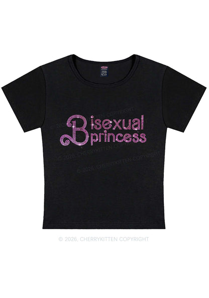 Rhinestone Bisexual Princess Pride Y2K Baby Tee Cherrykitten