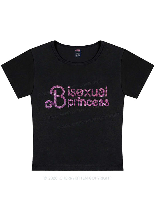 Rhinestone Bisexual Princess Pride Y2K Baby Tee Cherrykitten