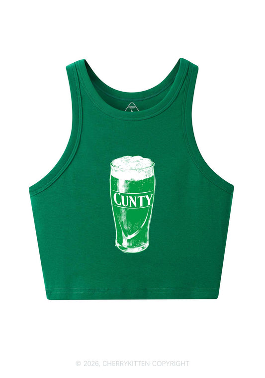 Green Cxxty Beer St Patricks Y2K Crop Tank Top Cherrykitten