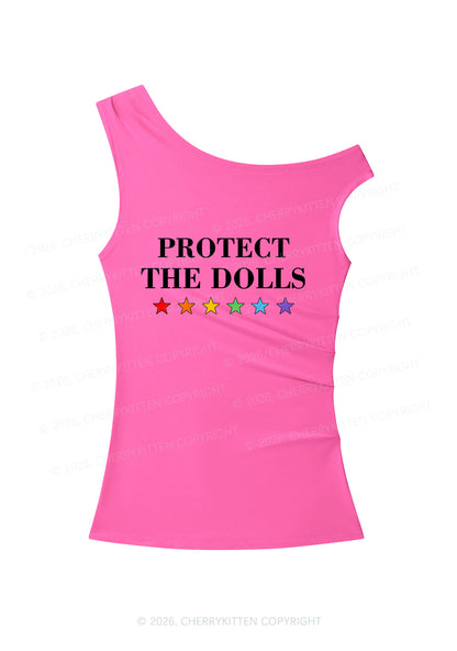 Protect The Dolls Pride Y2K Off Shoulder Tank Top Cherrykitten