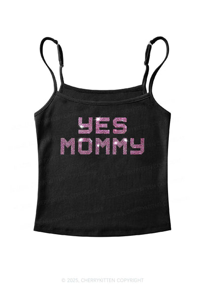 Rhinestone Yes Mommy Y2K Spaghetti Strap Cami Cherrykitten