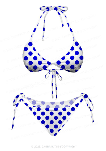 Blue Dotty Y2K Print Bikini Set Cherrykitten