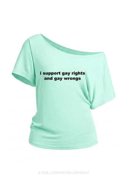 Support Gay Rights Y2K Off Shoulder Tee Cherrykitten