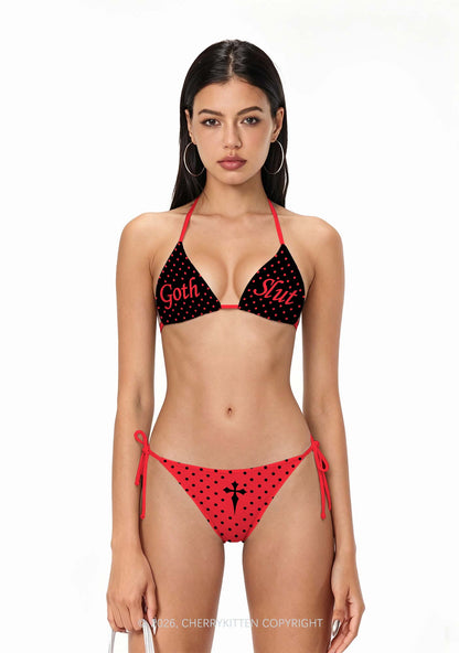 Goth Slxt Y2K Print Bikini Set Cherrykitten