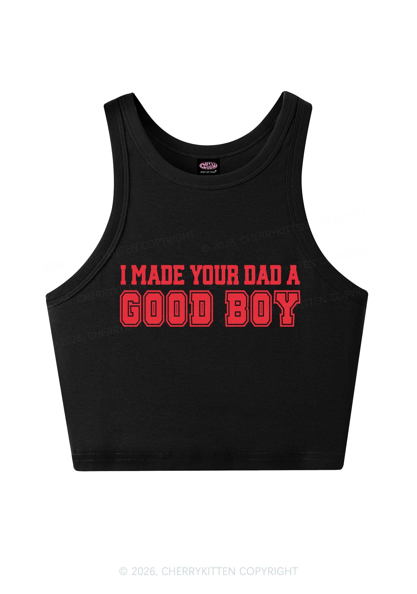 Made Your Dad A Good Boy Y2K Crop Tank Top Cherrykitten