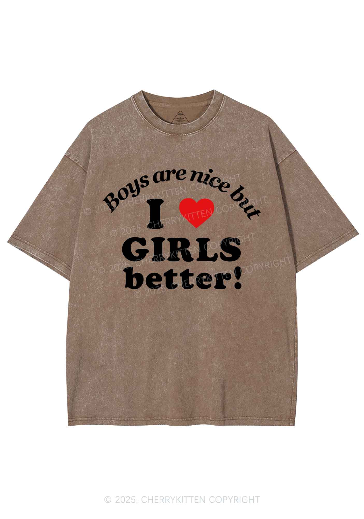 I Love Girls Better Pride Y2K Shirts Washed Tee Cherrykitten
