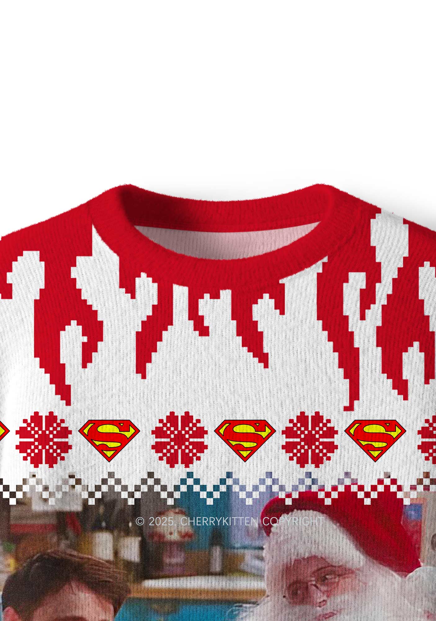 Super Santa Y2K Christmas Knit Sweatshirt Cherrykitten