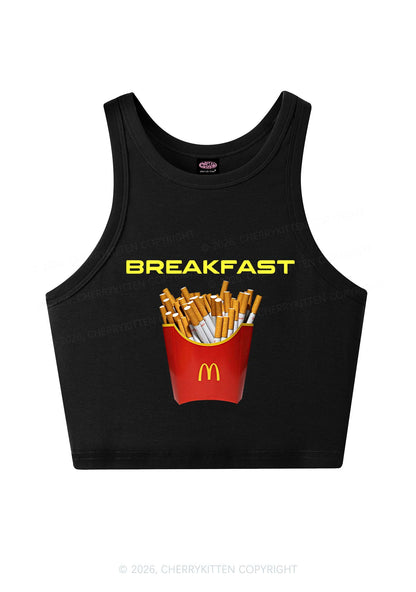 Breakfast Cigarette Y2K Crop Tank Top Cherrykitten
