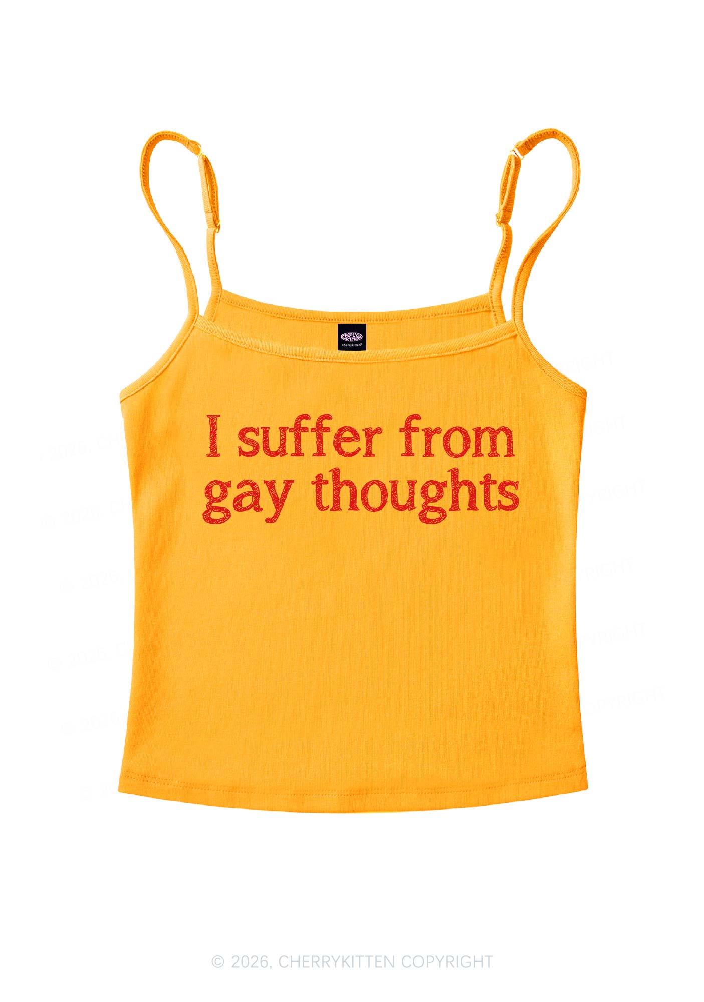 Suffer From Gay Thoughts Pride Y2K Spaghetti Strap Cami Cherrykitten