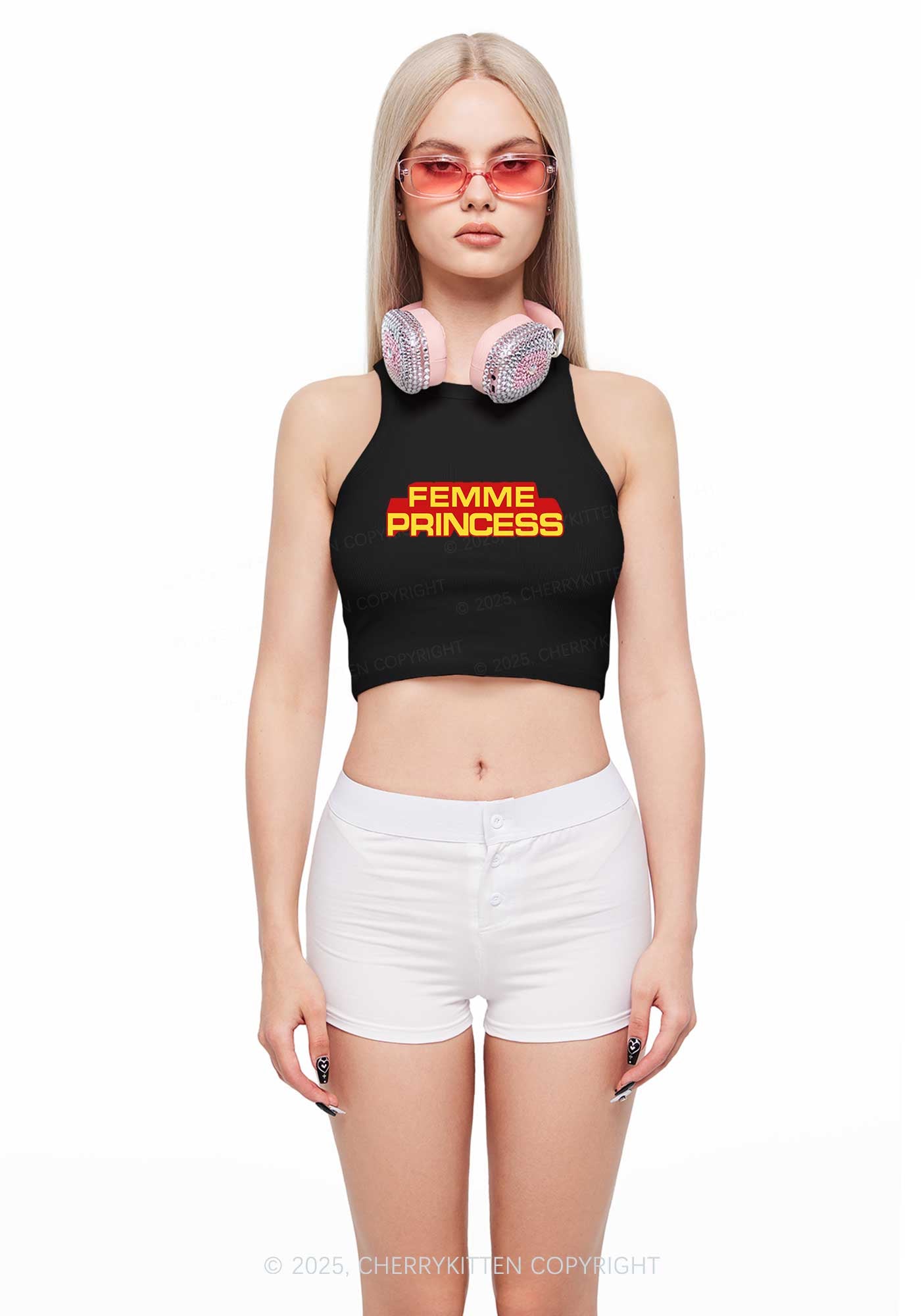 Femme Princess Pride Y2K Crop Tank Top Cherrykitten