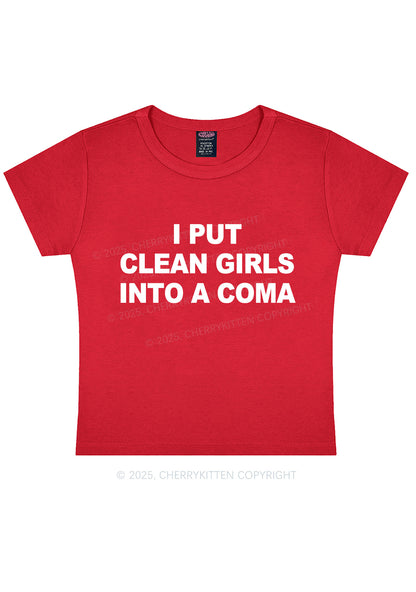 Put Clean Girls Into Coma Y2K Baby Tee Cherrykitten