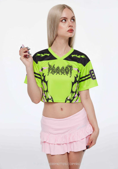 Custom Green Punk Faggot Pride Y2K Crop Sport Jersey Shirts Cherrykitten