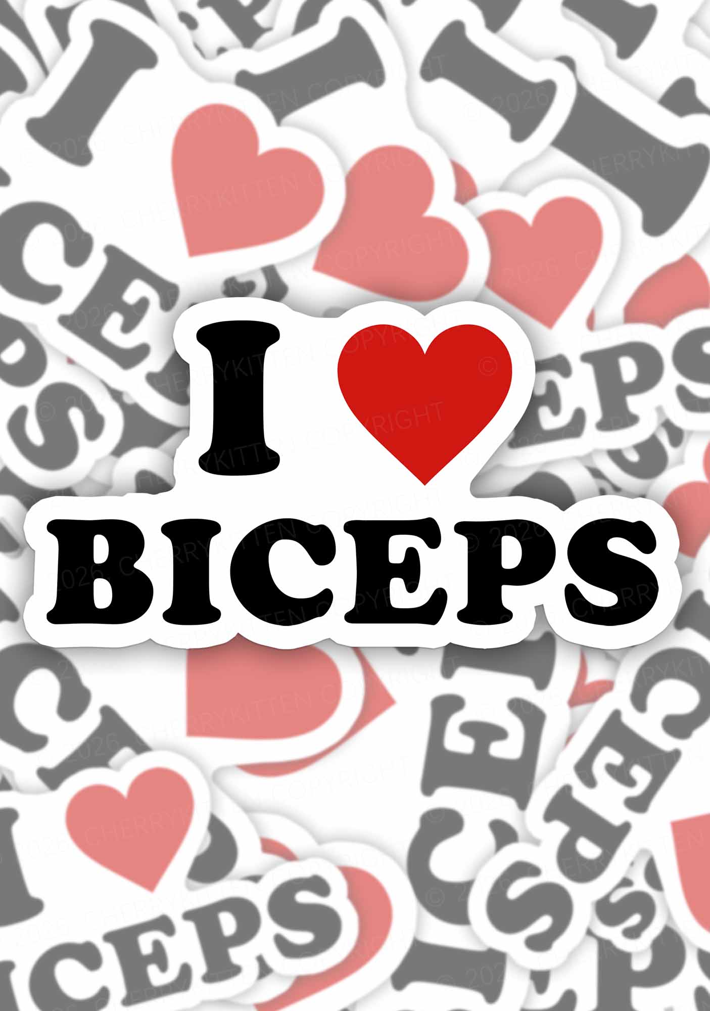 I Love Biceps Y2K Sticker Cherrykitten