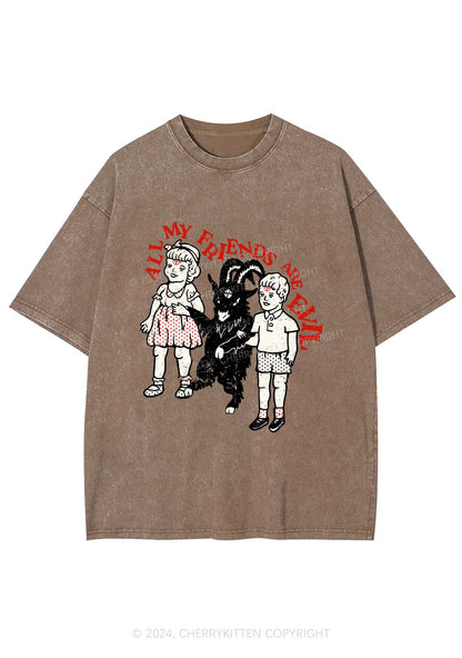 My Friends Are Evil Y2K Washed Tee Cherrykitten