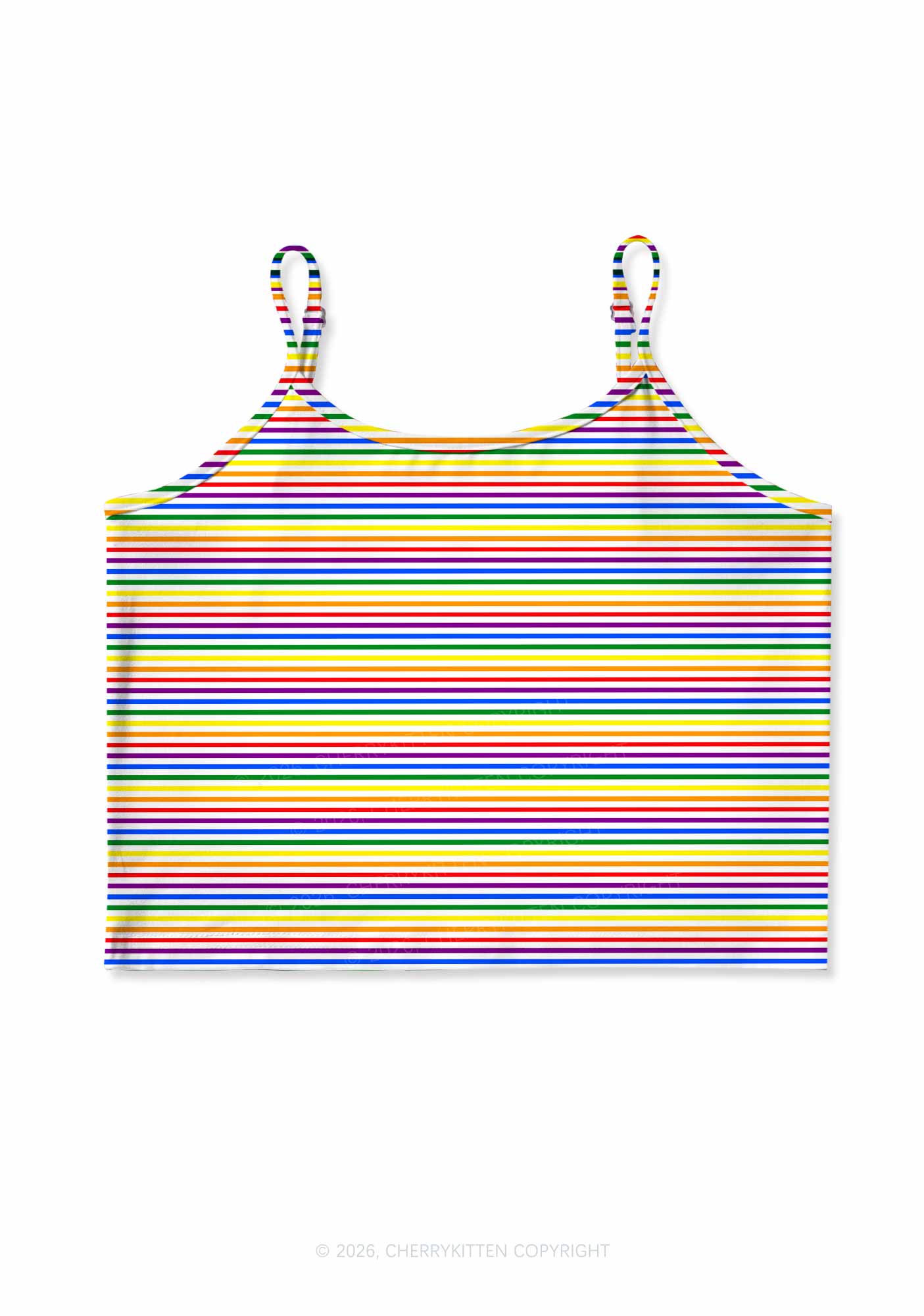 Rainbow Stripes Pride Y2K Print Cami Crop Top Cherrykitten
