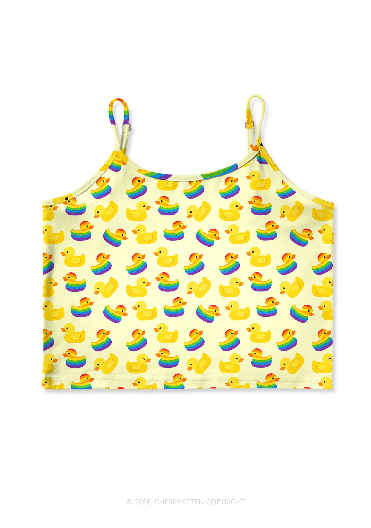 Rainbow Ducks Pride Y2K Print Cami Crop Top Cherrykitten
