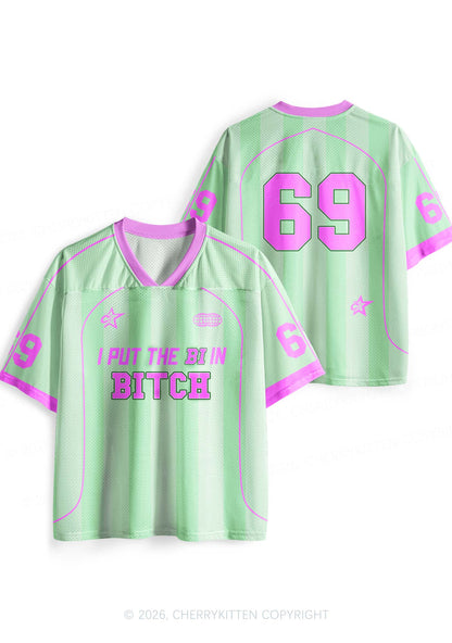 Mint Green I Put The Bi In Bxxch Pride Y2K Sport Jersey Shirts Cherrykitten
