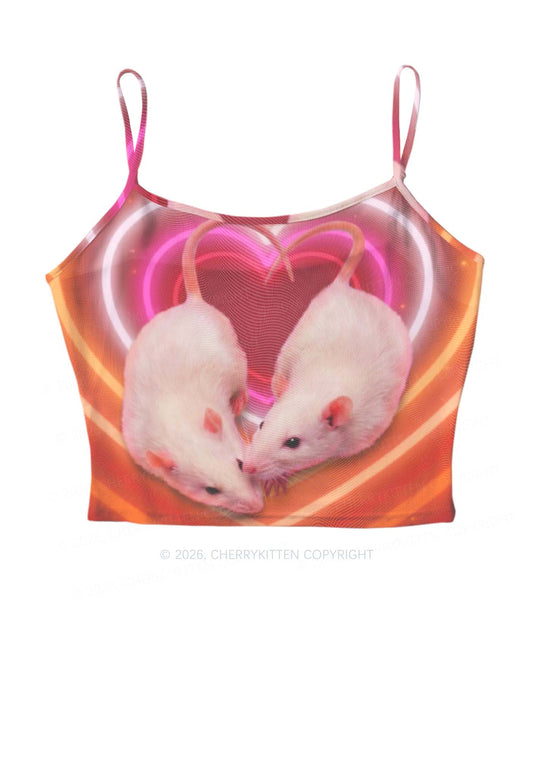 Lesbian Heart Rats Pride Y2K Mesh Cami Tank Cherrykitten