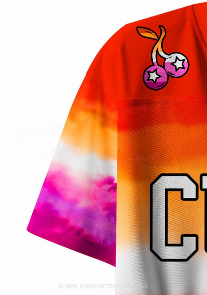 Custom Lesbian Flag Colors Pride Y2K Crop Sport Jersey Shirts Cherrykitten