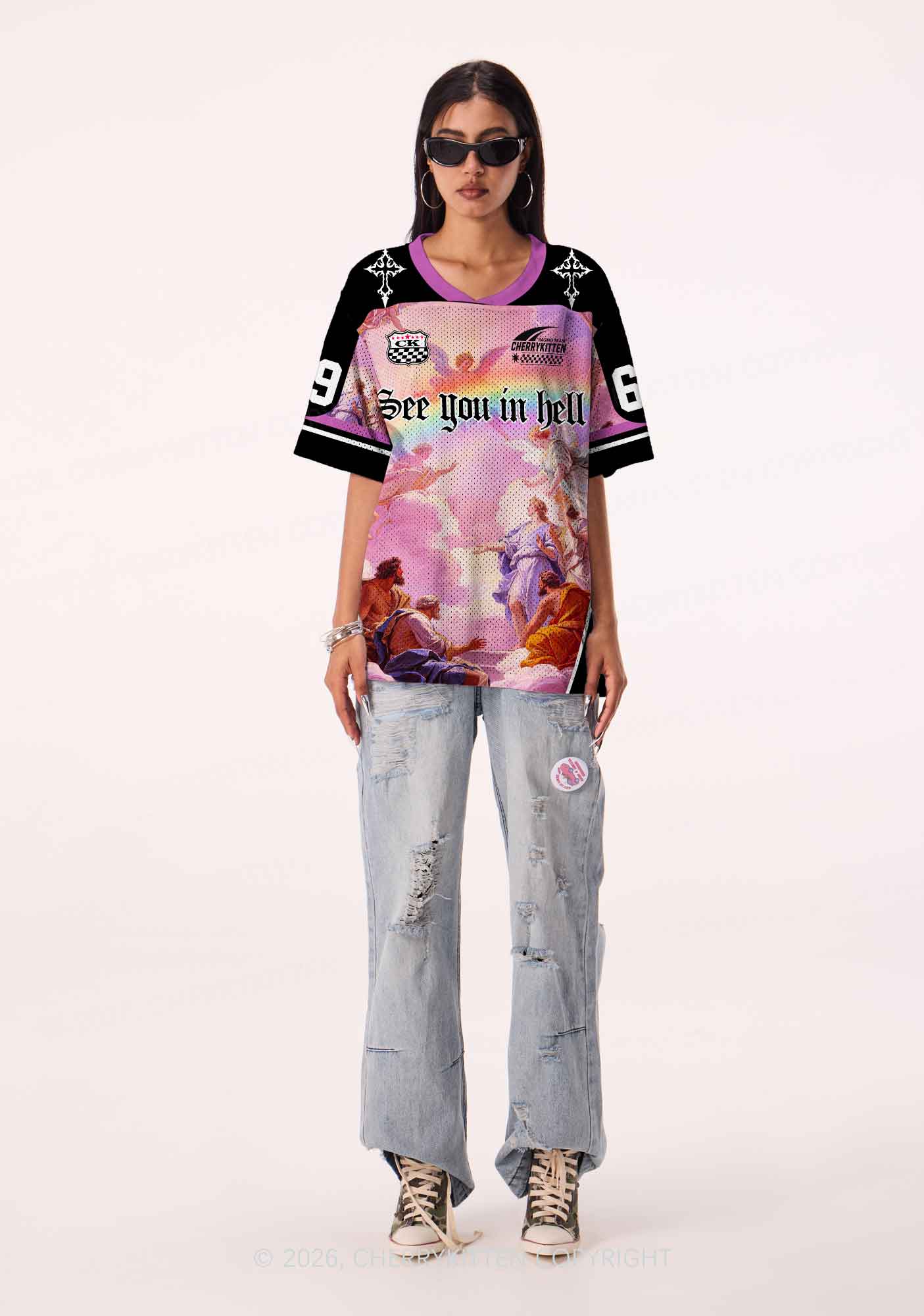 See You In Hell Angel Pride Y2K Sport Jersey Shirts Cherrykitten