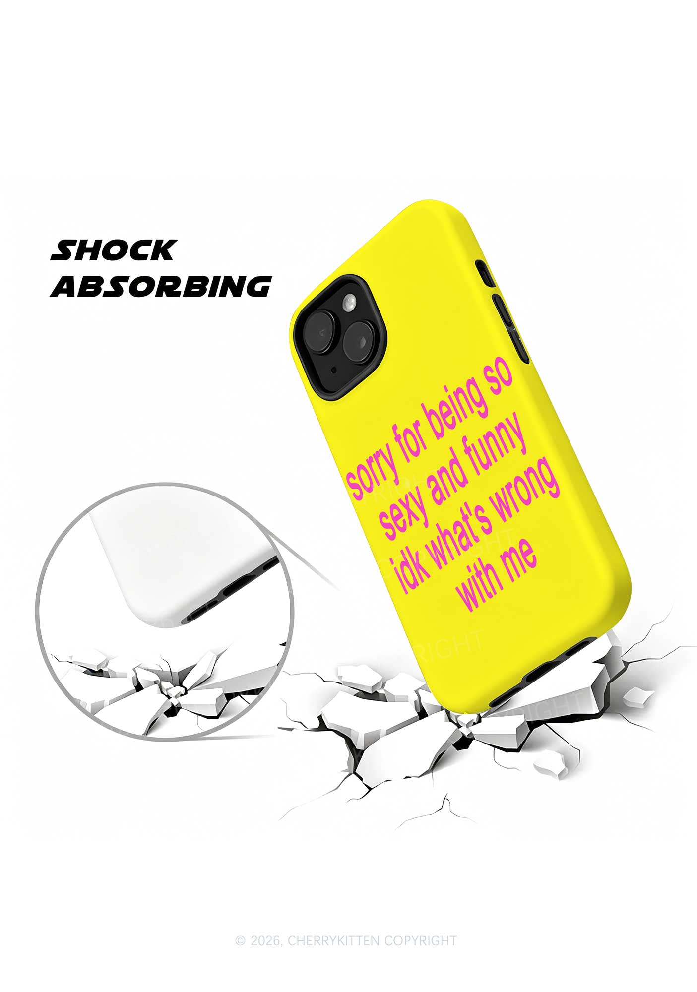 Yellow Sorry For Being So Funny Y2K Phone Case Cherrykitten