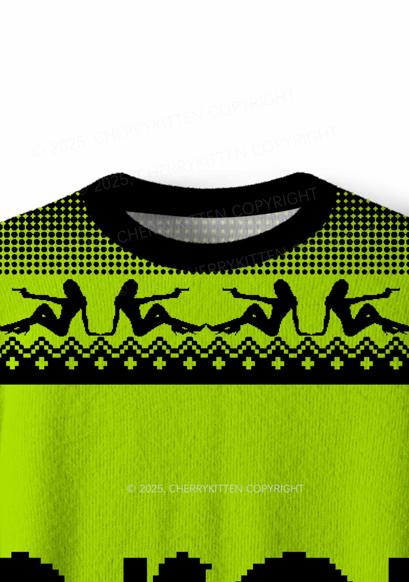 Green Brat Y2K Christmas Knit Sweatshirt Cherrykitten