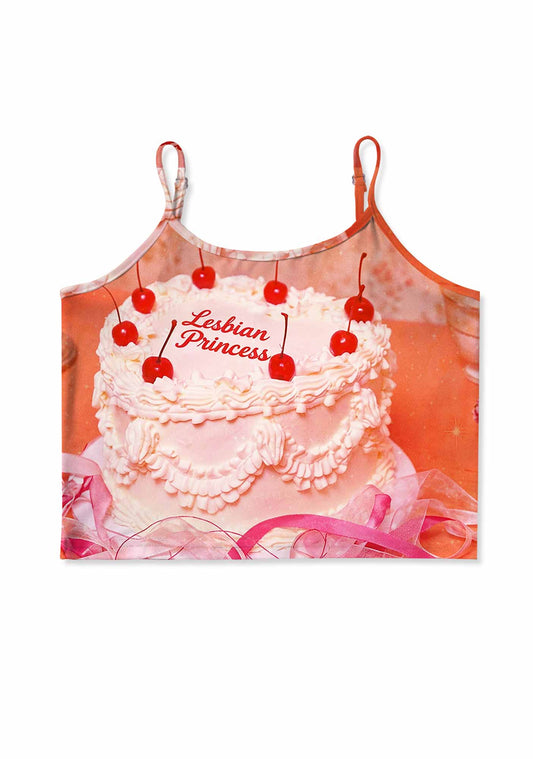 Coral Lesbian Princess Cake Pride Y2K Print Cami Crop Top Cherrykitten