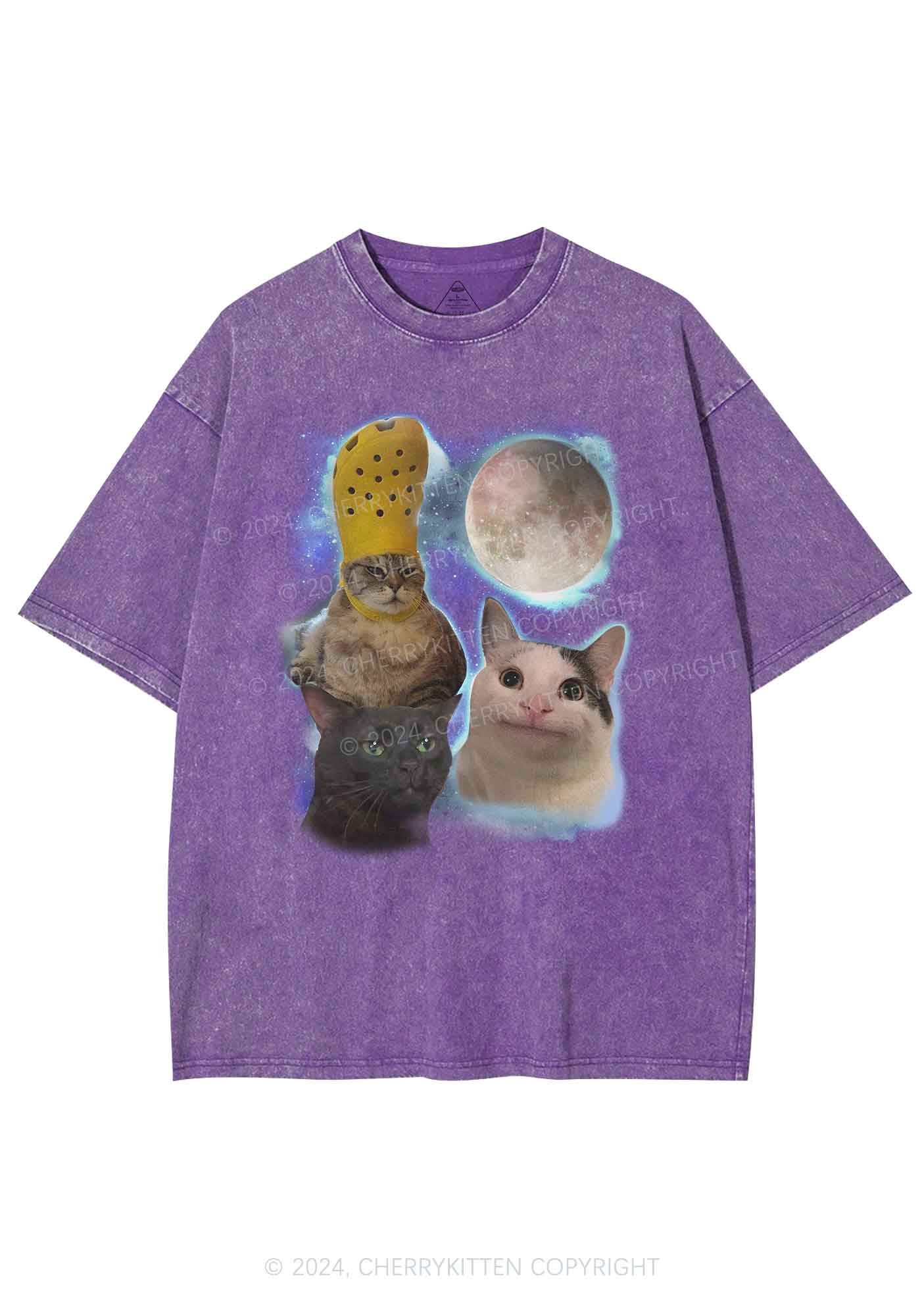 Three Cats Moon Y2K Washed Tee Cherrykitten