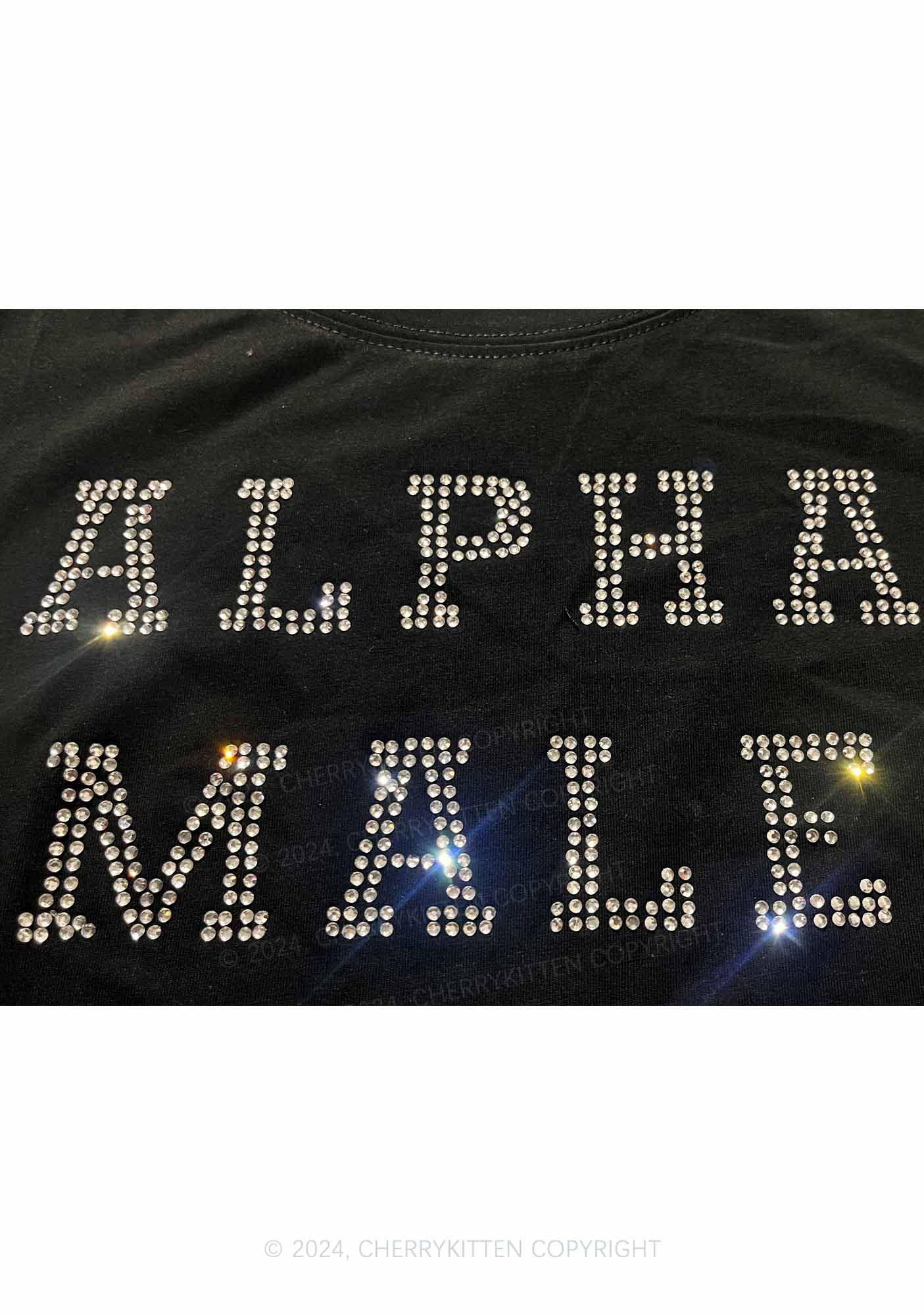 Rhinestone Alpha Male Y2K Baby Tee Cherrykitten