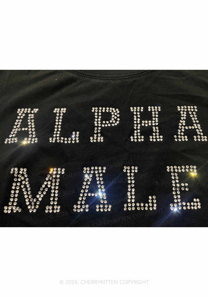 Rhinestone Alpha Male Y2K Baby Tee Cherrykitten