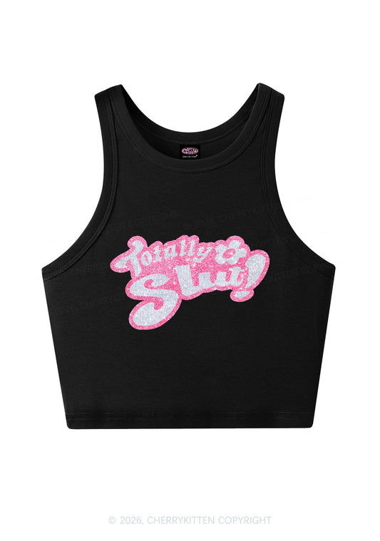 Glitter Totally Slxt Y2K Crop Tank Top Cherrykitten