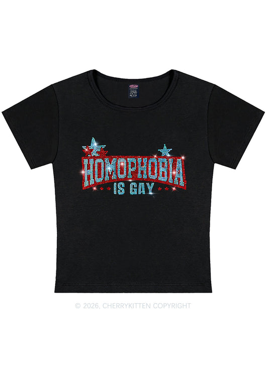 Rhinestone Homophobia Is Gay Pride Y2K Baby Tee Cherrykitten