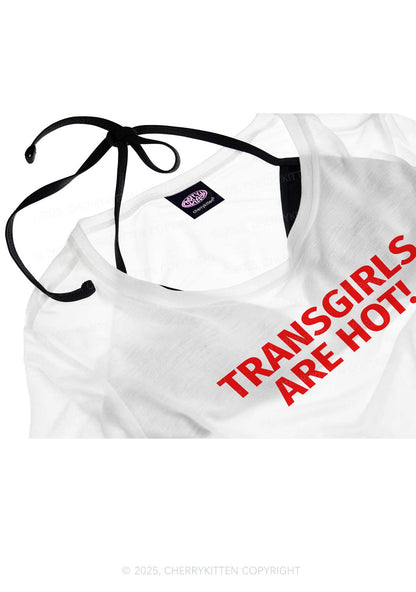 Transgirls Are Hot Pride Y2K Sheer Crop Tee Cherrykitten